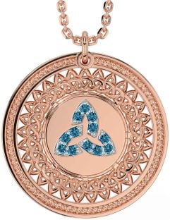 Topaz Rose Gold Silver Celtic Trinity Knot Necklace